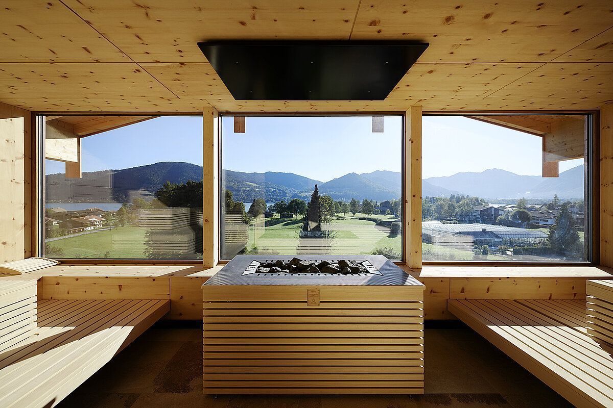 Interior view of the sauna with a view Hotel Bussi Baby